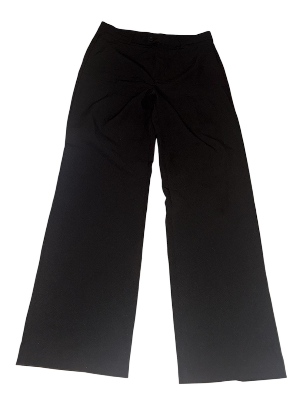 Button and zipper Classic Black Wide-Leg Women's Trousers